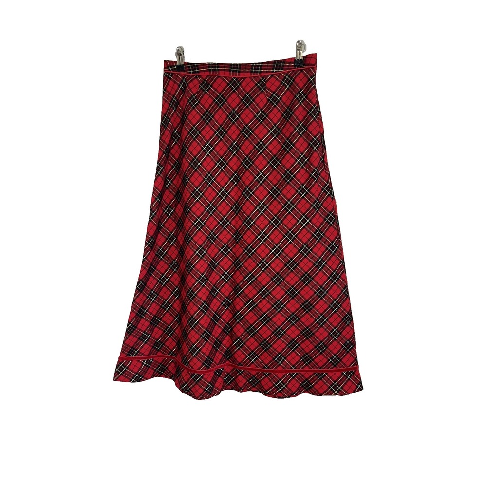 Festive Plaid Maxi Skirt‎ 8 Tartan Metallic Christmas Holiday Retro Academia Mod